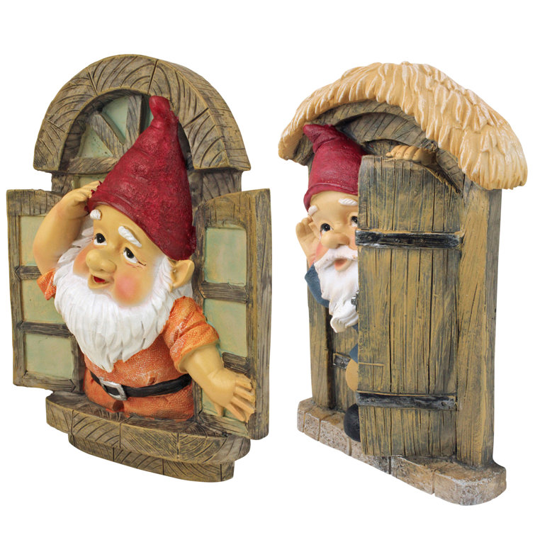 Knothole Gnomes 2 Piece Garden Welcome Tree Statue Set